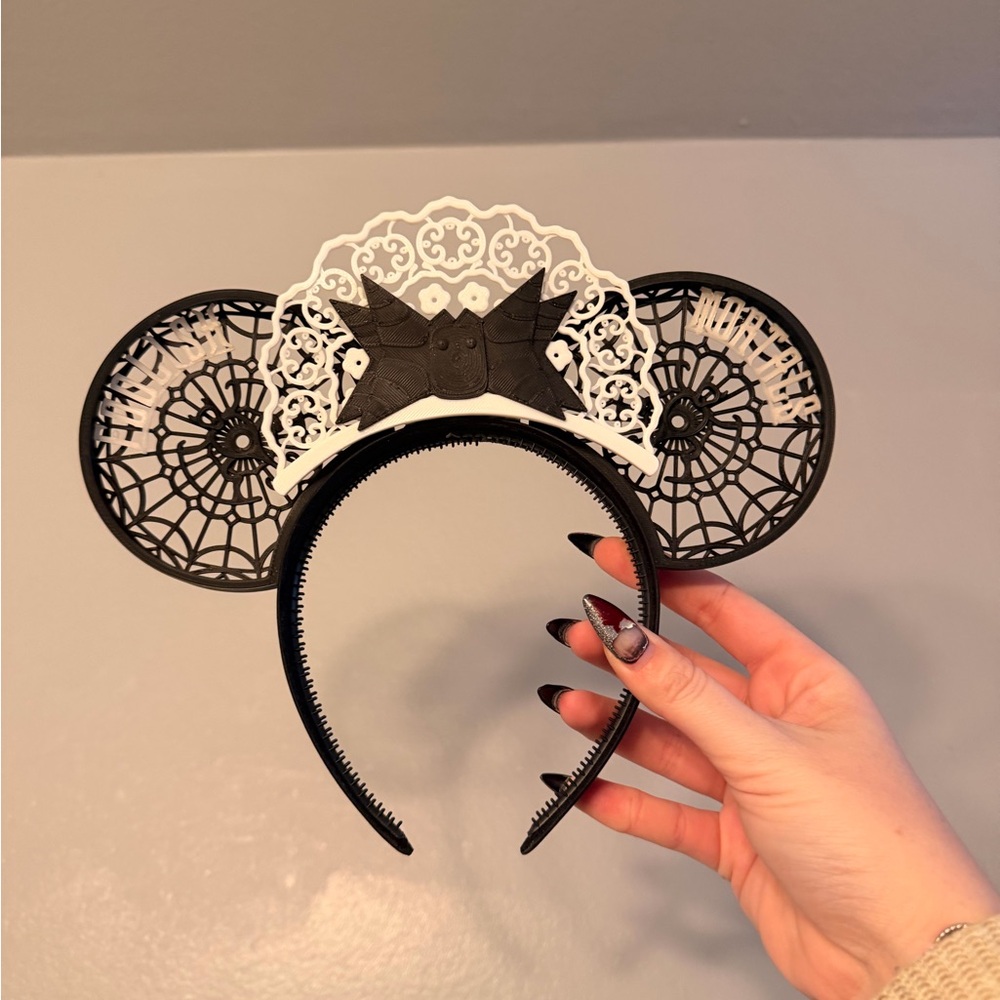 Black and White Haunted Mansion Bat Ear Headband
